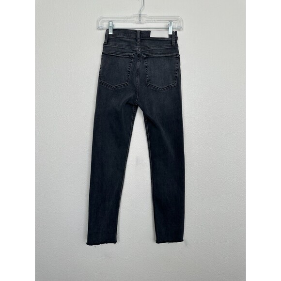 Re/Done Women's High Rise Ankle Crop in Dusty Char Button Fly Black Size 24 - Picture 6 of 8